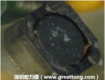 使用銀(Ag)鍍層的電源電感器(Power Inductors)，經(jīng)過推力測(cè)試后，零件端點(diǎn)上已經(jīng)看不到任何鍍層的痕跡了，所以其耐推力就比較小。