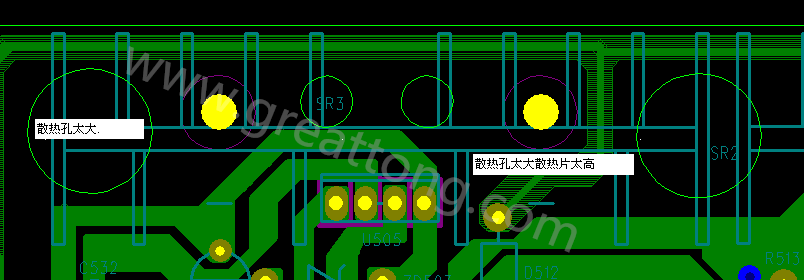 PCB設(shè)計(jì)中，散熱孔散熱片設(shè)計(jì)不當(dāng)，造成很多電源板斷裂