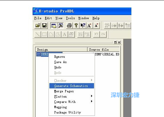 4．右鍵點擊 Serial.EDF 文件，選擇 Generate Schamatics：