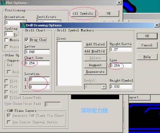 轉(zhuǎn)孔圖時(shí)也需在Customize Document欄點(diǎn)擊Option，在彈出的Plot Options-窗口中選擇Drill Symbols