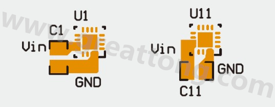 降低電壓突增的晶片與輸入電容配置與電路