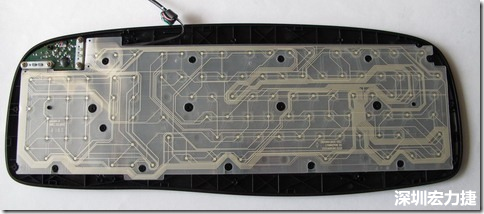 現(xiàn)在的電腦鍵盤拆開被蓋后就只看到一片約5mmx3mm的電路板及兩片取代原本電路板的PTF。