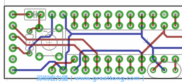 4.2. 然后在電路板的背面進(jìn)行布線。